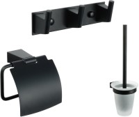Набор Ершик Fixsen Trend FX-97813 + Держатель FX-97810 + Крючок FX-97805-3 черный, 3 крючка