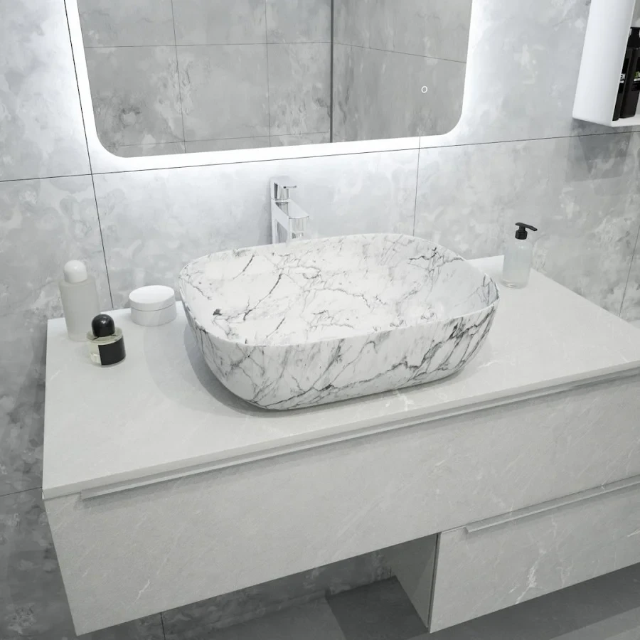 Раковина чаша Maretti FL13NS25-740MR, белый мрамор