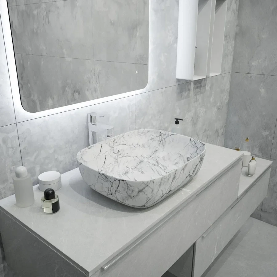 Раковина чаша Maretti FL13NS25-740MR, белый мрамор