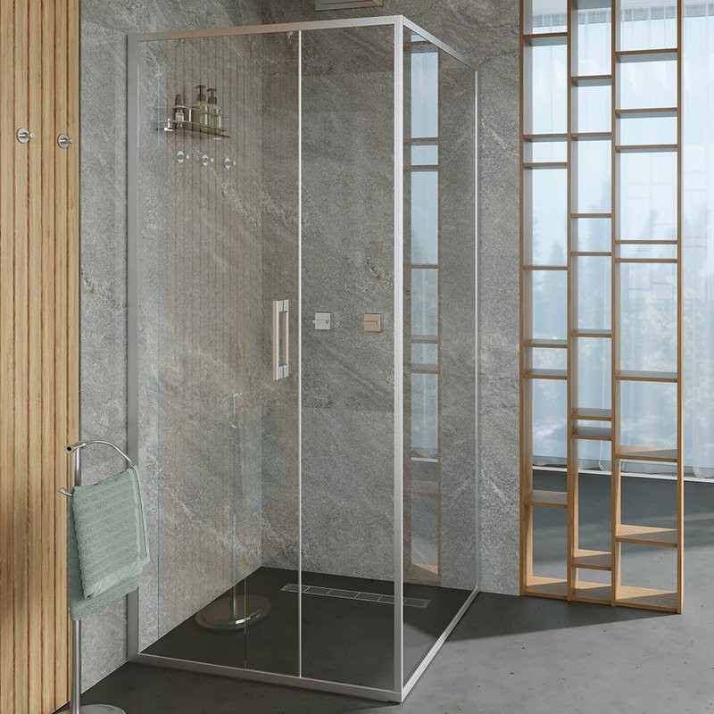 Душевой уголок Alex Baitler AB61C110 + SG61C90 110x90, профиль сатин , стекло прозрачное