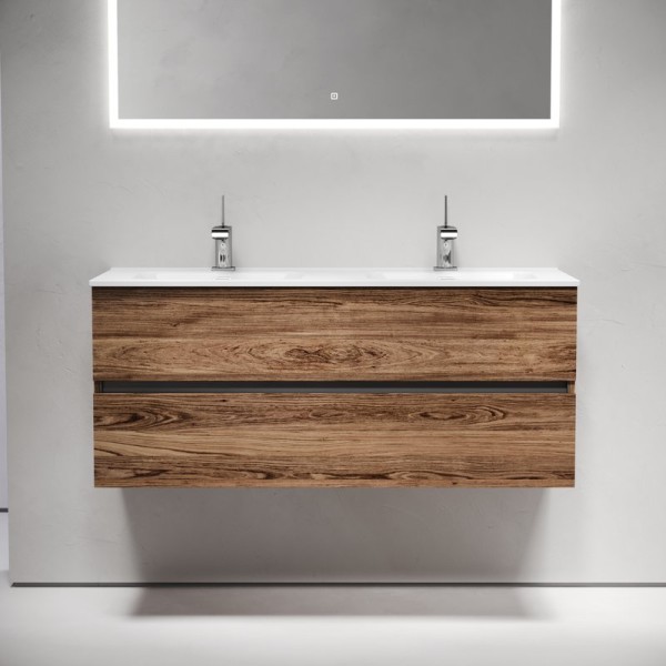 Тумба с раковиной Sancos Urban 120 двойная белая раковина CN7004, дуб чарльстон