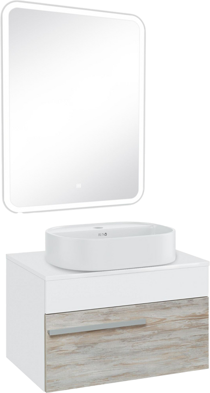 Мебель для ванной комнаты Runo Вудлайн 65 скандинавский дуб, раковина Nuovo 50