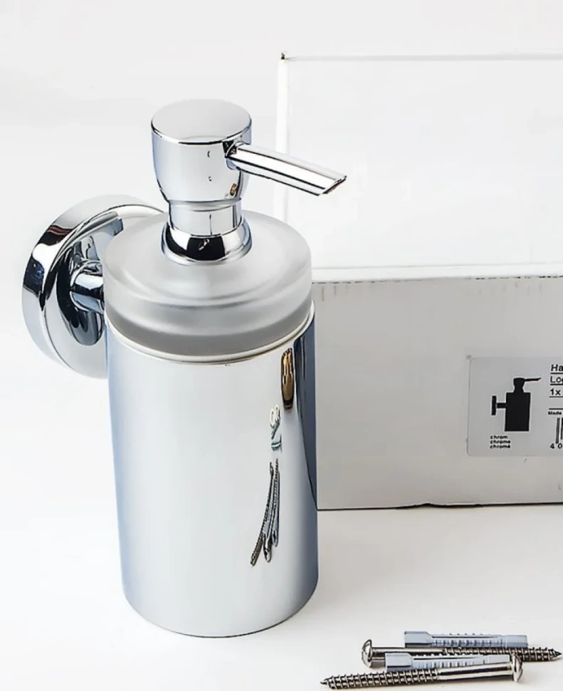 Набор Мыльница Hansgrohe Logis + Дозатор + Стакан + Полотенцедержатель 40512000 двойной + Полотенцедержатель 60 см + Ершик + Держатель с крышкой + Крючок
