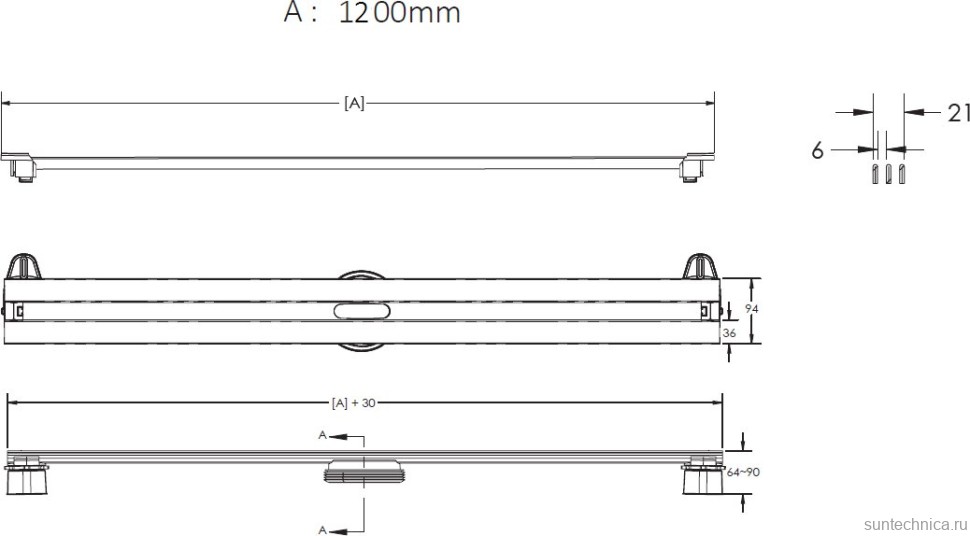 Душевой трап (лоток) Berges Super Slim 090184 120 см