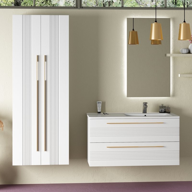 Тумба с раковиной Sanvit Соната 2-100 R 2 ящика, белая