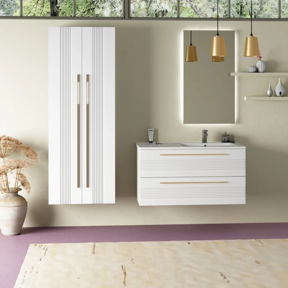 Тумба с раковиной Sanvit Соната 2-100 R 2 ящика, белая