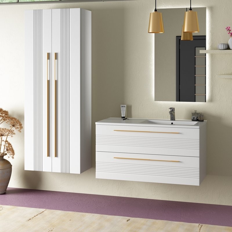 Тумба с раковиной Sanvit Соната 2-100 R 2 ящика, белая