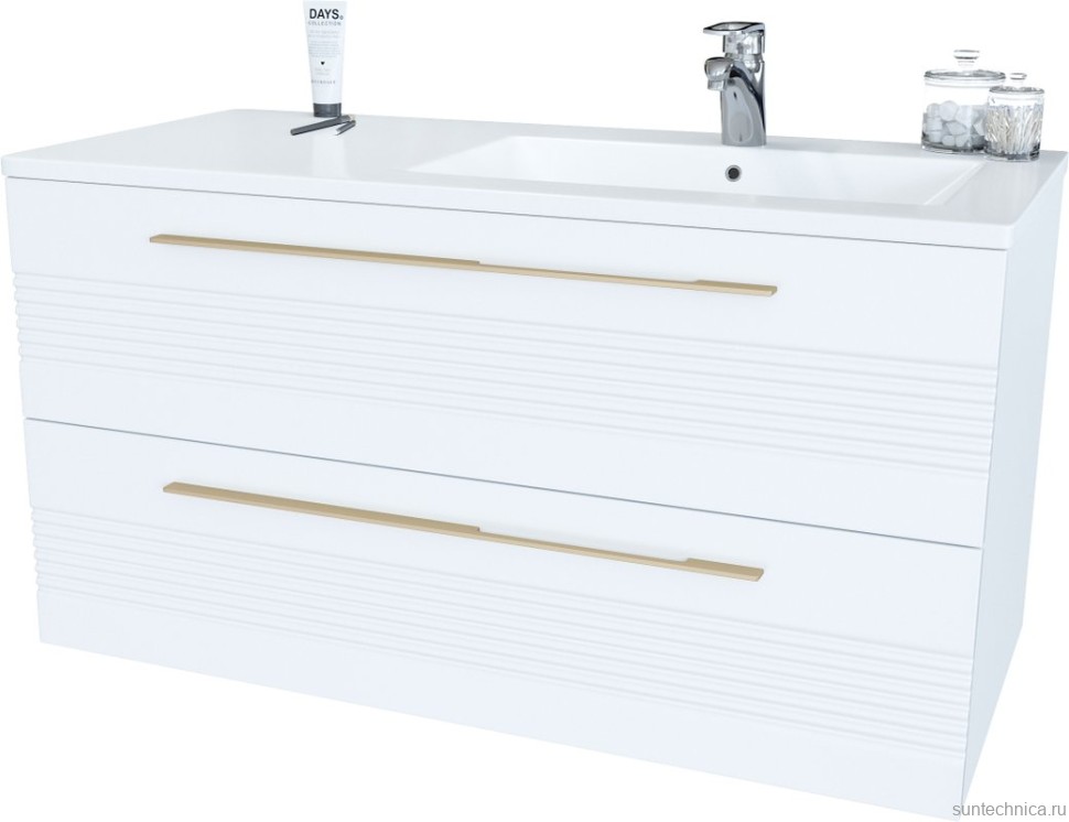 Тумба с раковиной Sanvit Соната 2-100 R 2 ящика, белая