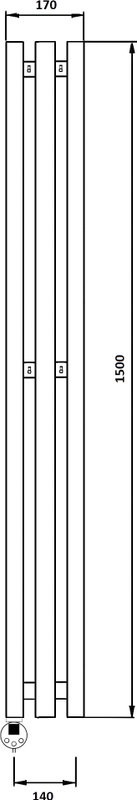 Полотенцесушитель электрический Secado Бергамо 3К 1500/140 150x15 см, подключение слева, графит, I-образный