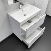 Тумба с раковиной Comforty Лима 70Н2 напольная, 2 ящика, матовая белая