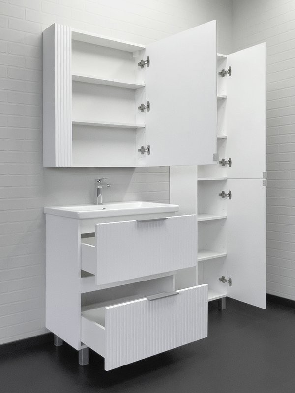 Тумба с раковиной Comforty Лима 70Н2 напольная, 2 ящика, матовая белая