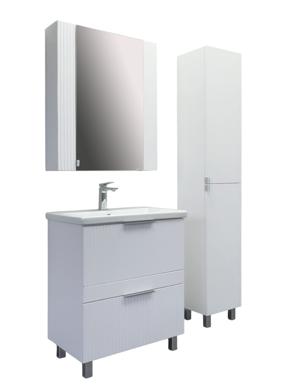 Тумба с раковиной Comforty Лима 70Н2 напольная, 2 ящика, матовая белая