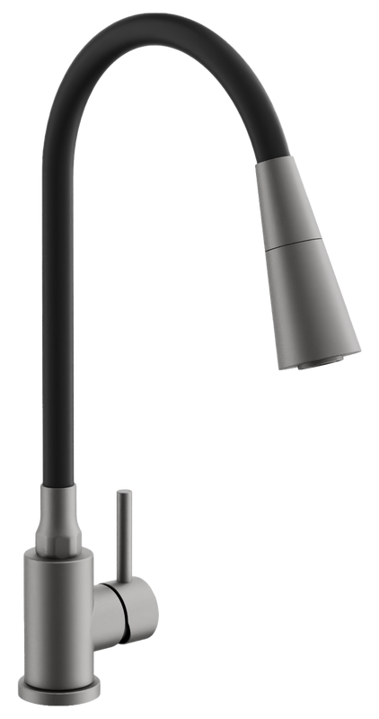 Смеситель для кухни BELZ B810 B74810-3 с гибким изливом, оружейная сталь