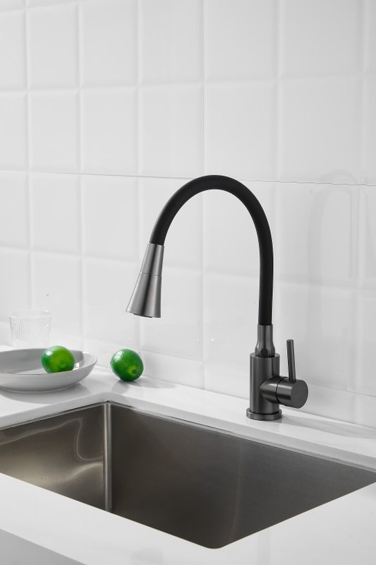 Смеситель для кухни BELZ B810 B74810-3 с гибким изливом, оружейная сталь