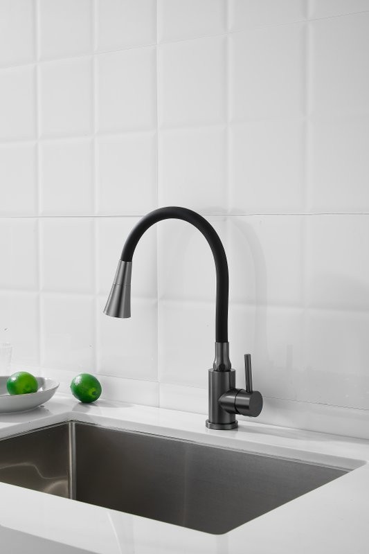 Смеситель для кухни BELZ B810 B74810-3 с гибким изливом, оружейная сталь