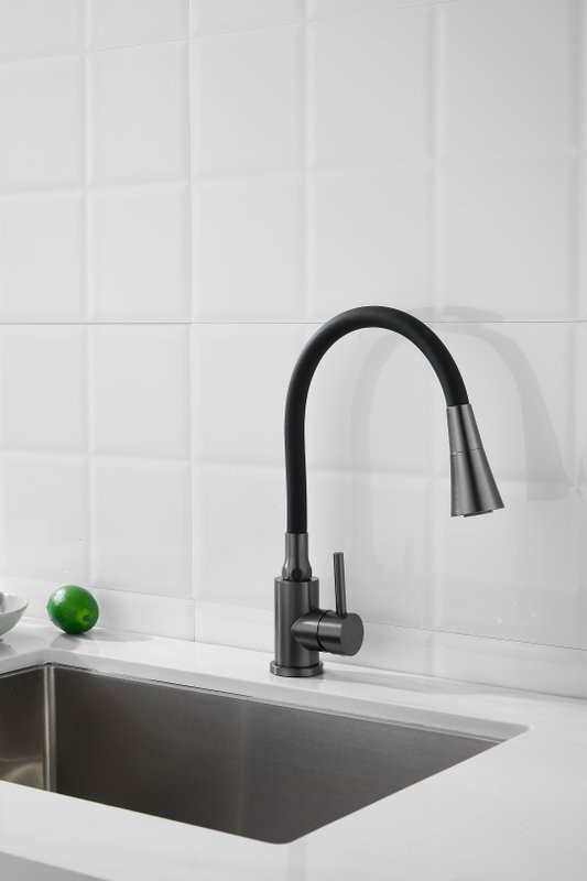 Смеситель для кухни BELZ B810 B74810-3 с гибким изливом, оружейная сталь