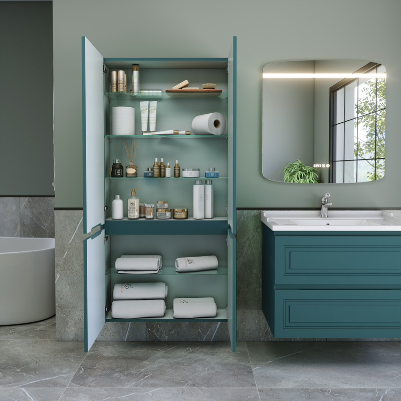 Шкаф-пенал для ванной Caprigo Wales 80 изумрудно-бирюзовый