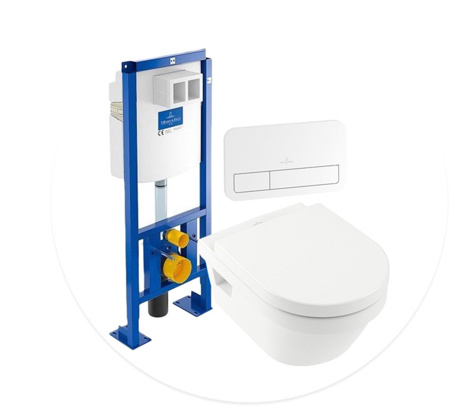 Комплект 3 в 1 унитаз с сиденьем+инсталляция+клавиша смыва Villeroy & Boch 568CDR01