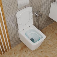 Унитаз подвесной Bauedge Bau Stil Hurricane-2 безободковый, с микролифтом, белый