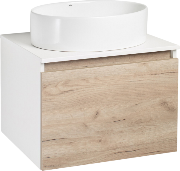 Тумба с раковиной Runo Бари 60 крафтовый дуб, раковина Ovale 50