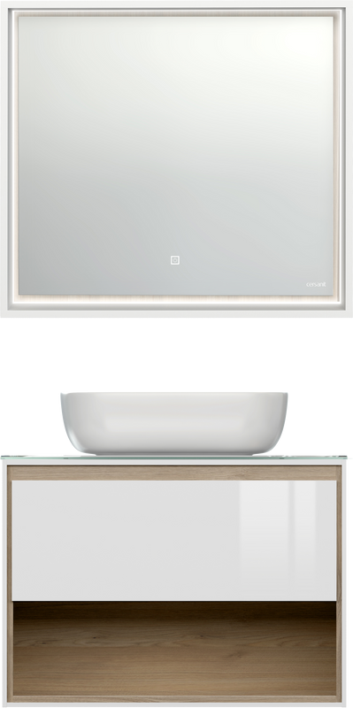 Мебель для ванной комнаты Cersanit Louna 80 светлое дерево, со столешницей