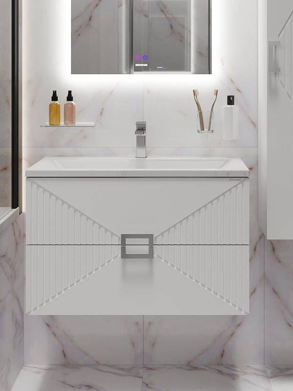 Тумба под раковину без столешницы Grossman Луксор 60 матовая белая