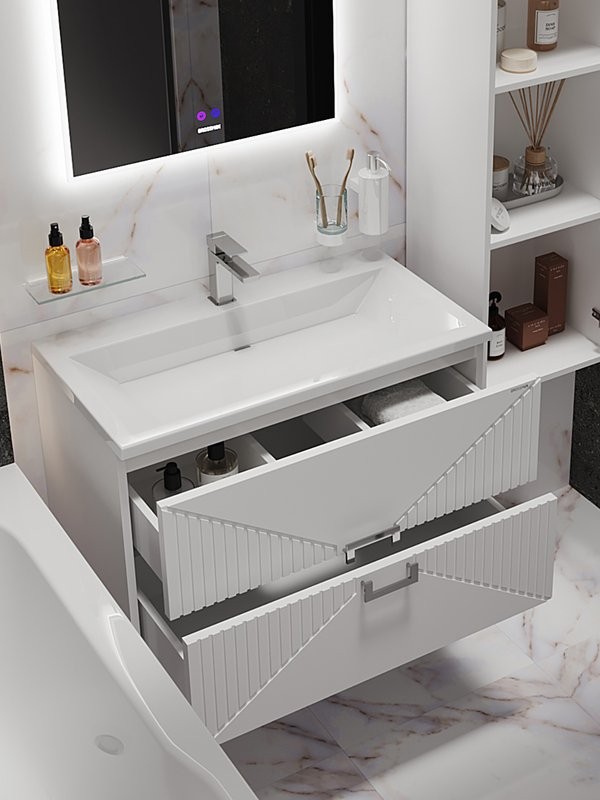 Тумба под раковину без столешницы Grossman Луксор 60 матовая белая