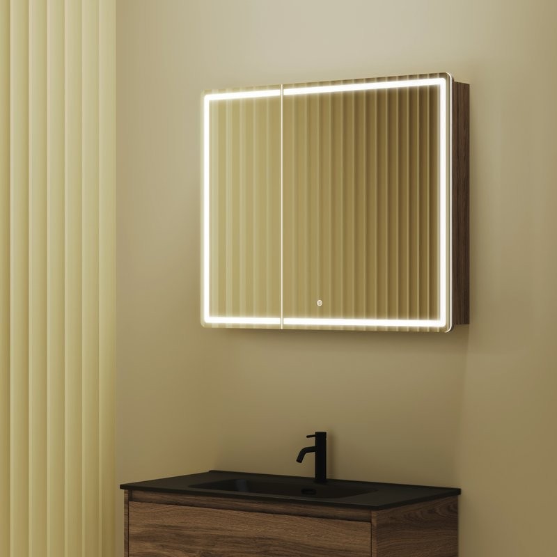 Зеркало-шкаф Sancos Mirror 90, с подсветкой, дуб чарльстон