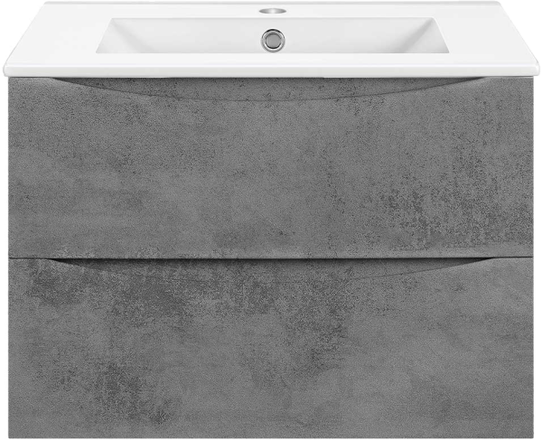 Тумба под раковину Vincea Mia Slim 60, подвесная, 2 ящика, бетон