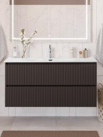 Тумба с раковиной BelBagno Uno 120 подвесная, 2 ящика, матовая темно-серая