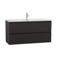 Тумба с раковиной BelBagno Uno 120 подвесная, 2 ящика, матовая темно-серая