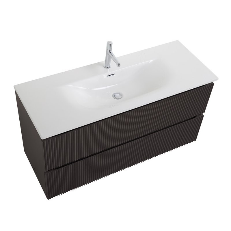 Тумба с раковиной BelBagno Uno 120 подвесная, 2 ящика, матовая темно-серая