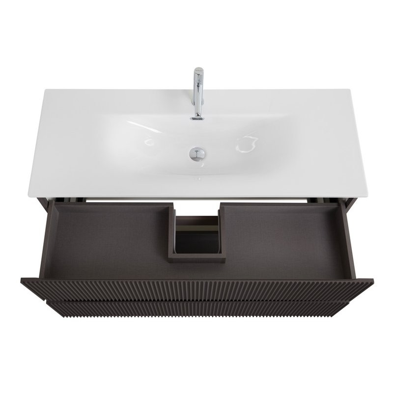 Тумба с раковиной BelBagno Uno 120 подвесная, 2 ящика, матовая темно-серая