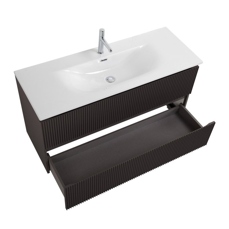 Тумба с раковиной BelBagno Uno 120 подвесная, 2 ящика, матовая темно-серая