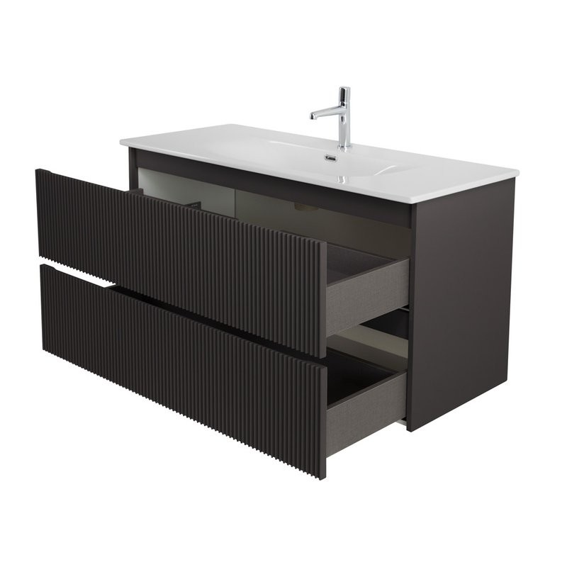 Тумба с раковиной BelBagno Uno 120 подвесная, 2 ящика, матовая темно-серая