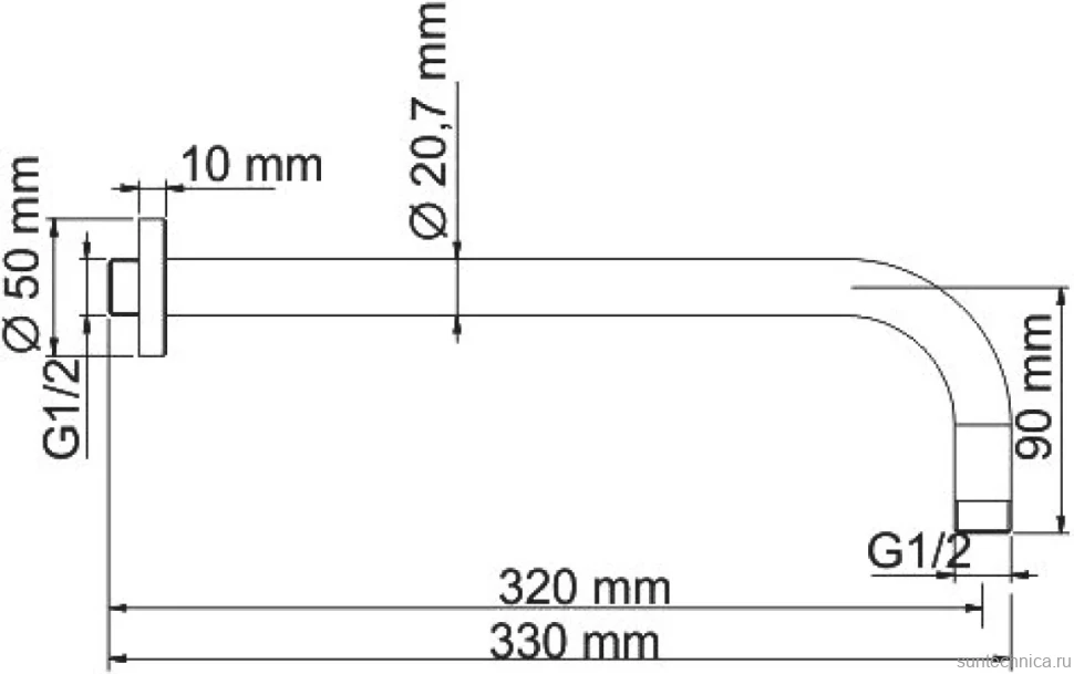 Кронштейн для верхнего душа Wasserkraft A097