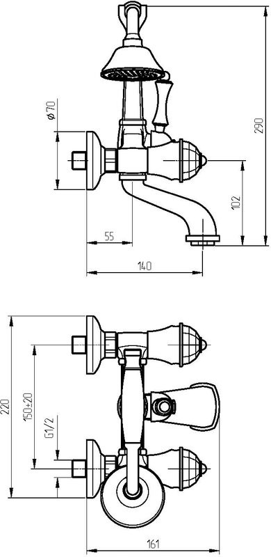 Смеситель для ванны с душем Migliore Korona Crystal l 27307 хром