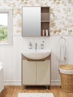 Тумба с раковиной Runo Эконова 50 напольная, какао-бежевая