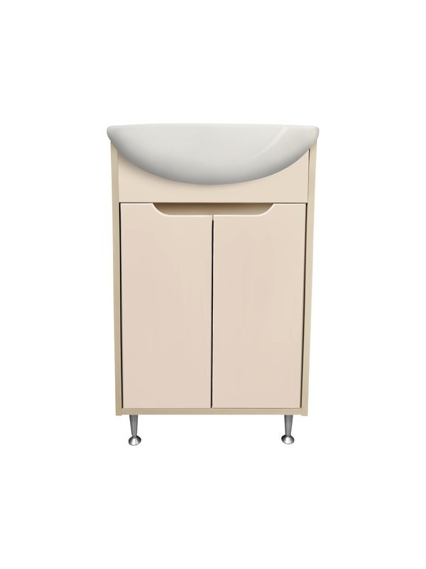 Тумба с раковиной Runo Эконова 50 напольная, какао-бежевая