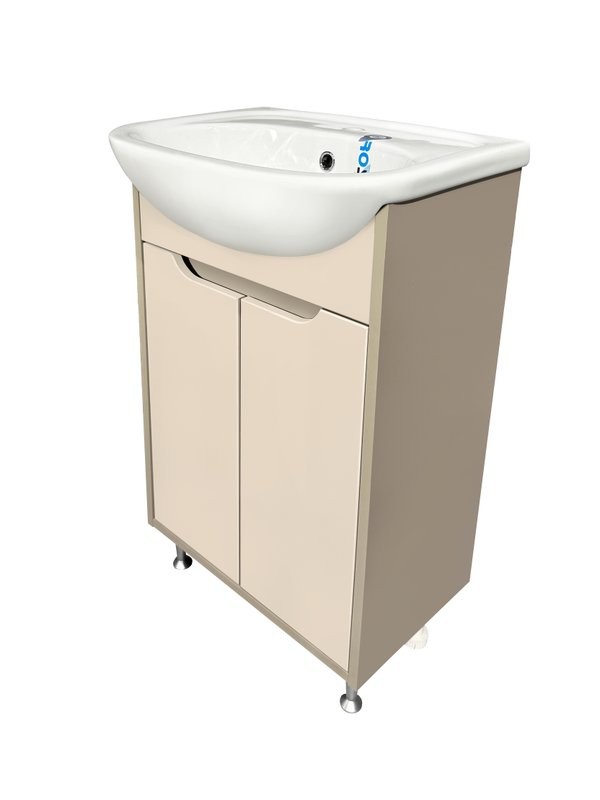 Тумба с раковиной Runo Эконова 50 напольная, какао-бежевая