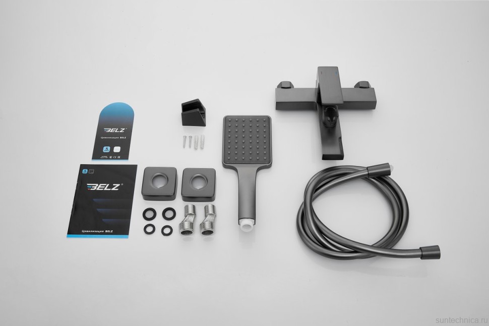 Смеситель для ванны с душем BELZ B60613-3 вороненая сталь