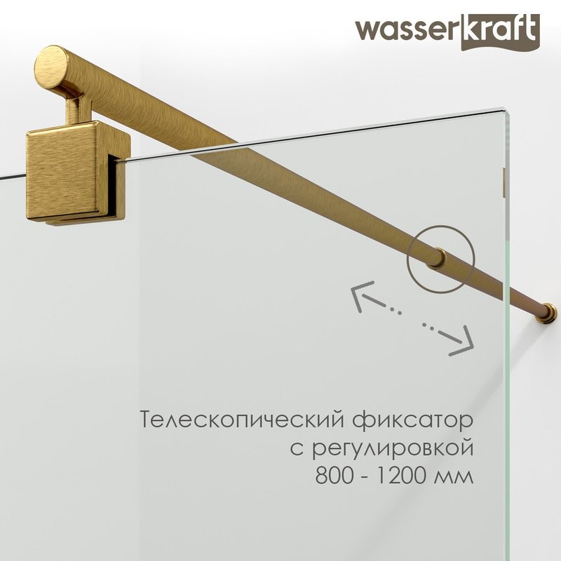 Душевая перегородка Wasserkraft Rur 30W 120 см, профиль матовый черный, стекло зеркальное