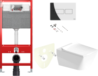 Комплект Унитаз подвесной Duravit Viu 2511090000 безободковый + Крышка 0021190000 с микролифтом + Звукоизоляция TECE Profil TECEprofil 9 200 010 + Инсталляция TECEprofil Uni 2.0 9300302 + Кнопка TECEsolid 9240431 хром + Крепления TECEprofil 9380014