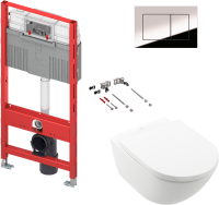 Комплект Унитаз подвесной Villeroy & Boch Subway 3.0 4670TS01 alpin, сиденье с микролифтом + Инсталляция TECE Profil TECEprofil Uni 2.0 9300302 + Кнопка Now 9 240 402 хром матовый + Крепления TECEprofil 9380014