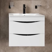 Тумба под раковину IDDIS Cloud 60 подвесная, белая, черный мрамор