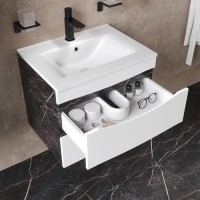 Тумба под раковину IDDIS Cloud 60 подвесная, белая, черный мрамор