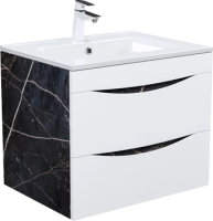 Тумба под раковину IDDIS Cloud 60 подвесная, белая, черный мрамор