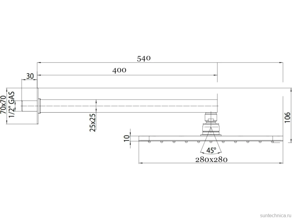 Верхний душ Bossini Cosmo H69598I.073 черный матовый