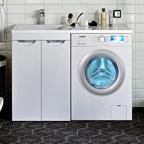 Тумба с раковиной Runo Лира 60, R, под стиральную машину, раковина лайт