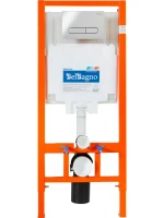 Комплект Унитаз подвесной BelBagno Amanda BB051CHR безободковый, крышка BB051SC, инсталляция BB002-80 с кнопкой BB005-PR-CHROME